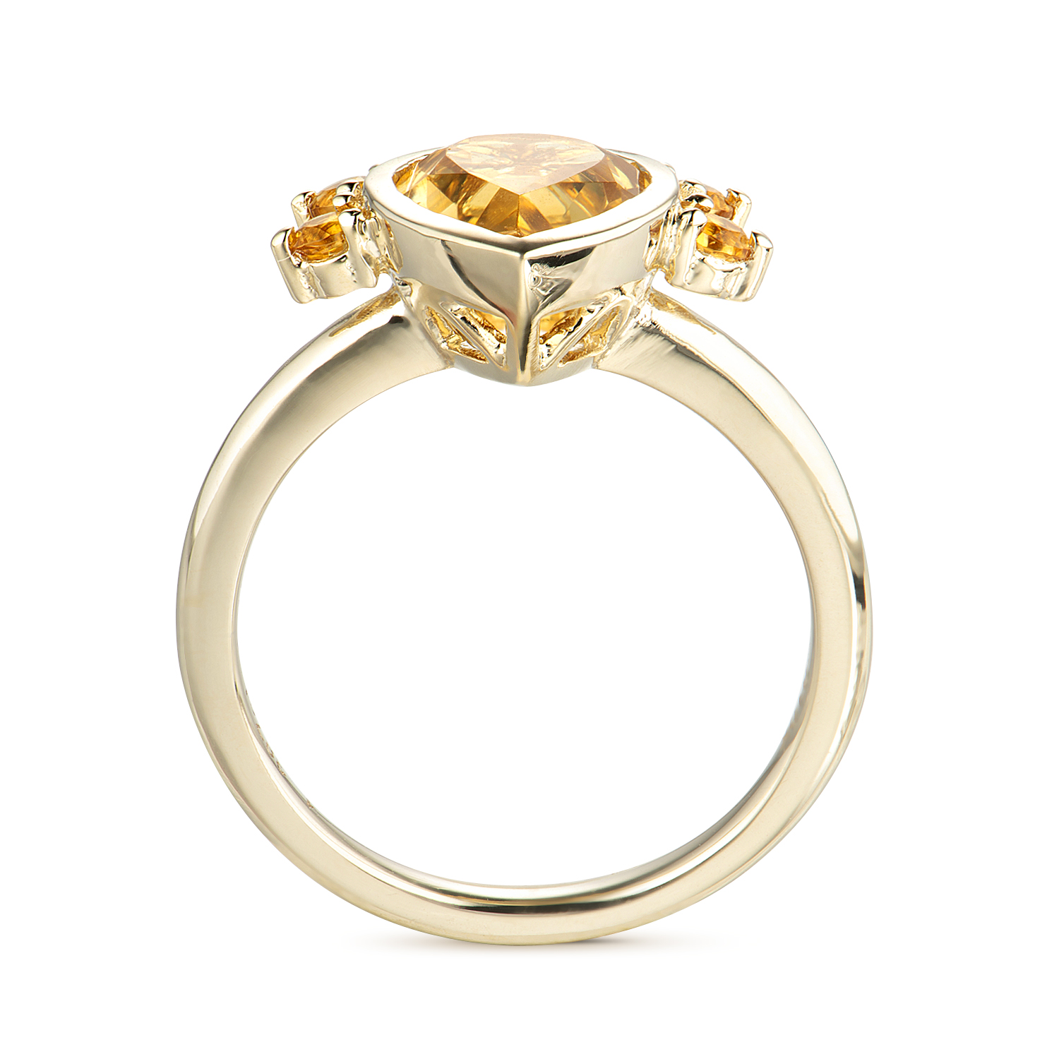 14K Yellow Gold crystal Engagement Ring 