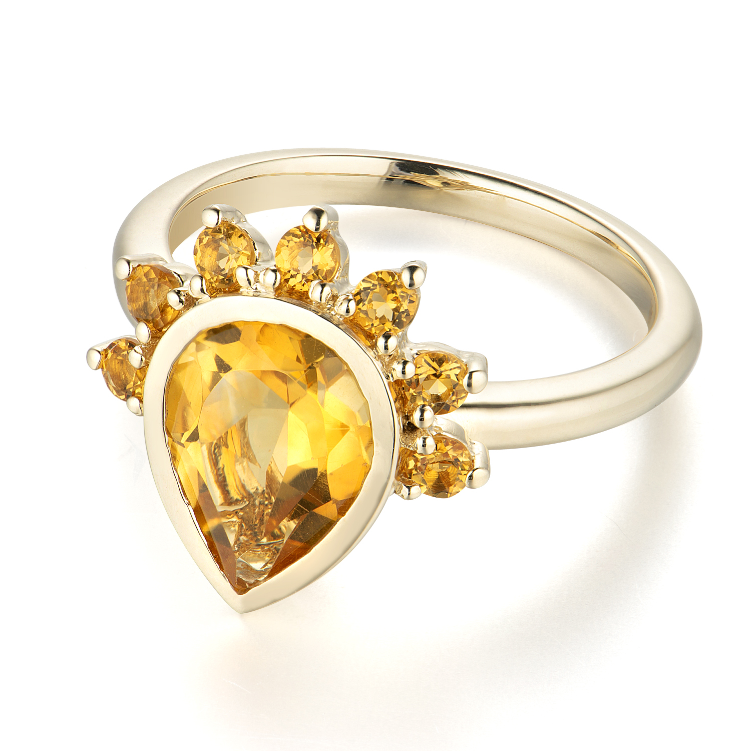 14K Yellow Gold crystal Engagement Ring 