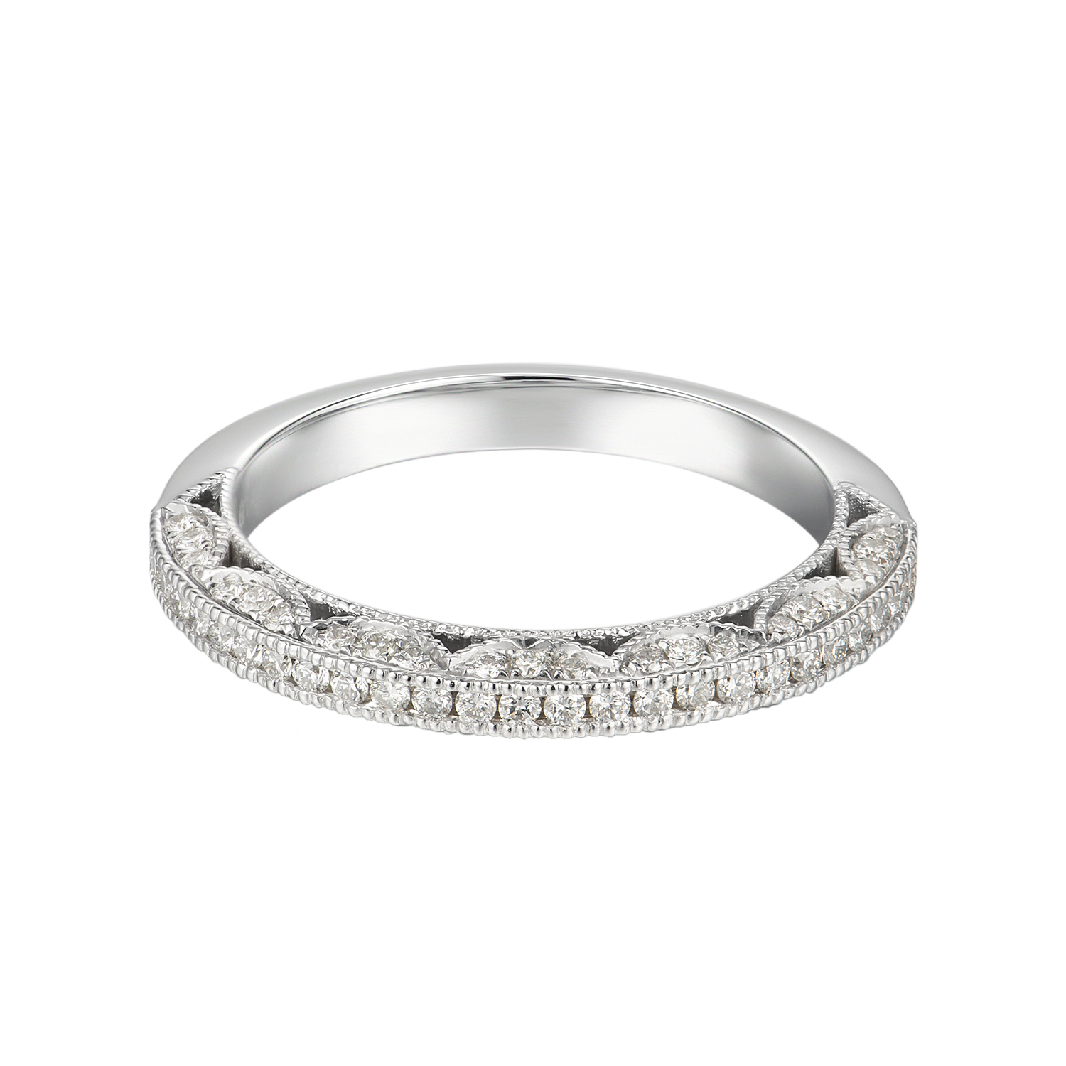 14K White Gold Round Diamond Anniversary Band