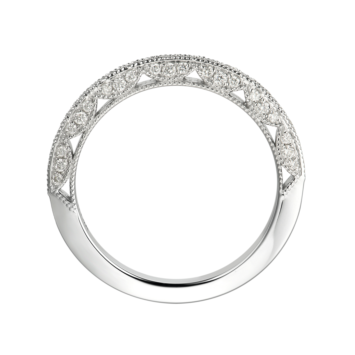 14K White Gold Round Diamond Anniversary Band