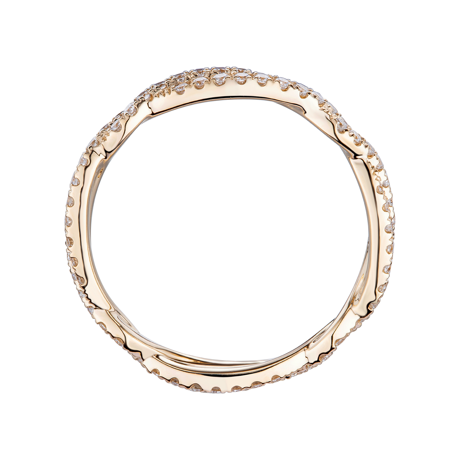 14K Yellow Gold irregular twist diamond band