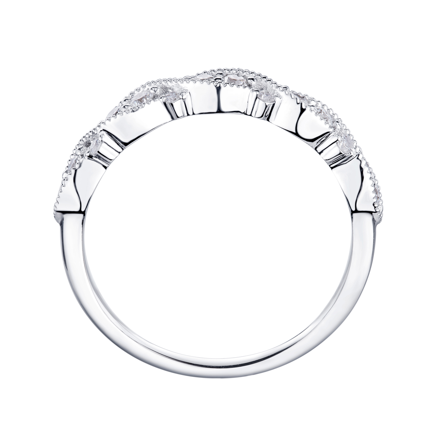 14K White Gold Marquise section pave set diamond band