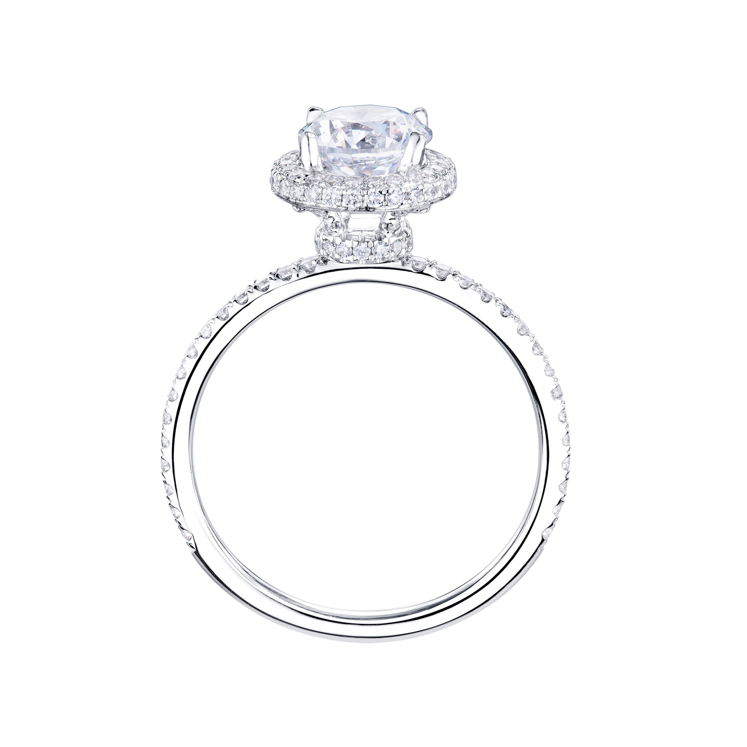 14K White Gold Round Halo Engagement Ring