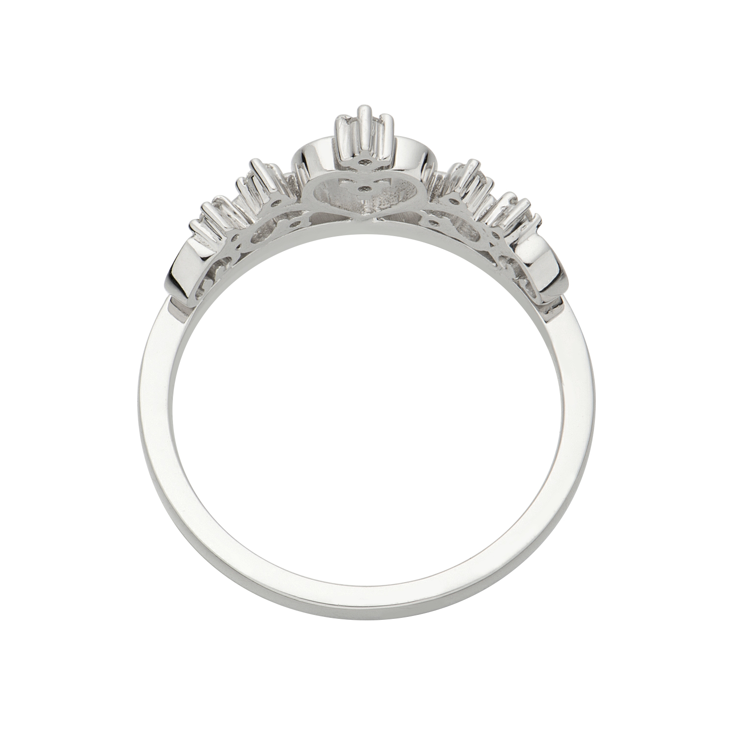 14K White Gold Stackable Royal Style Round Diamond Band