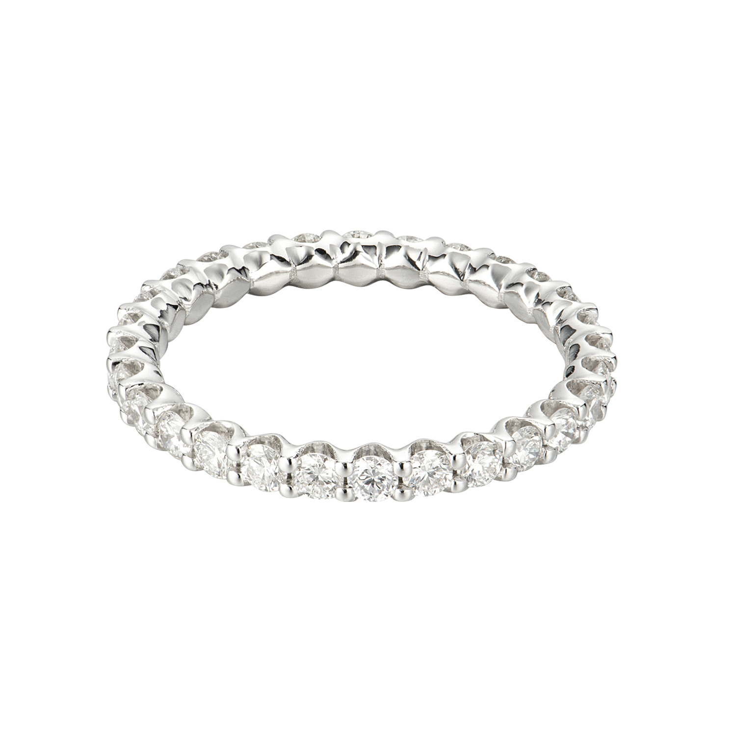 14K White Gold Round Diamond Anniversary Band