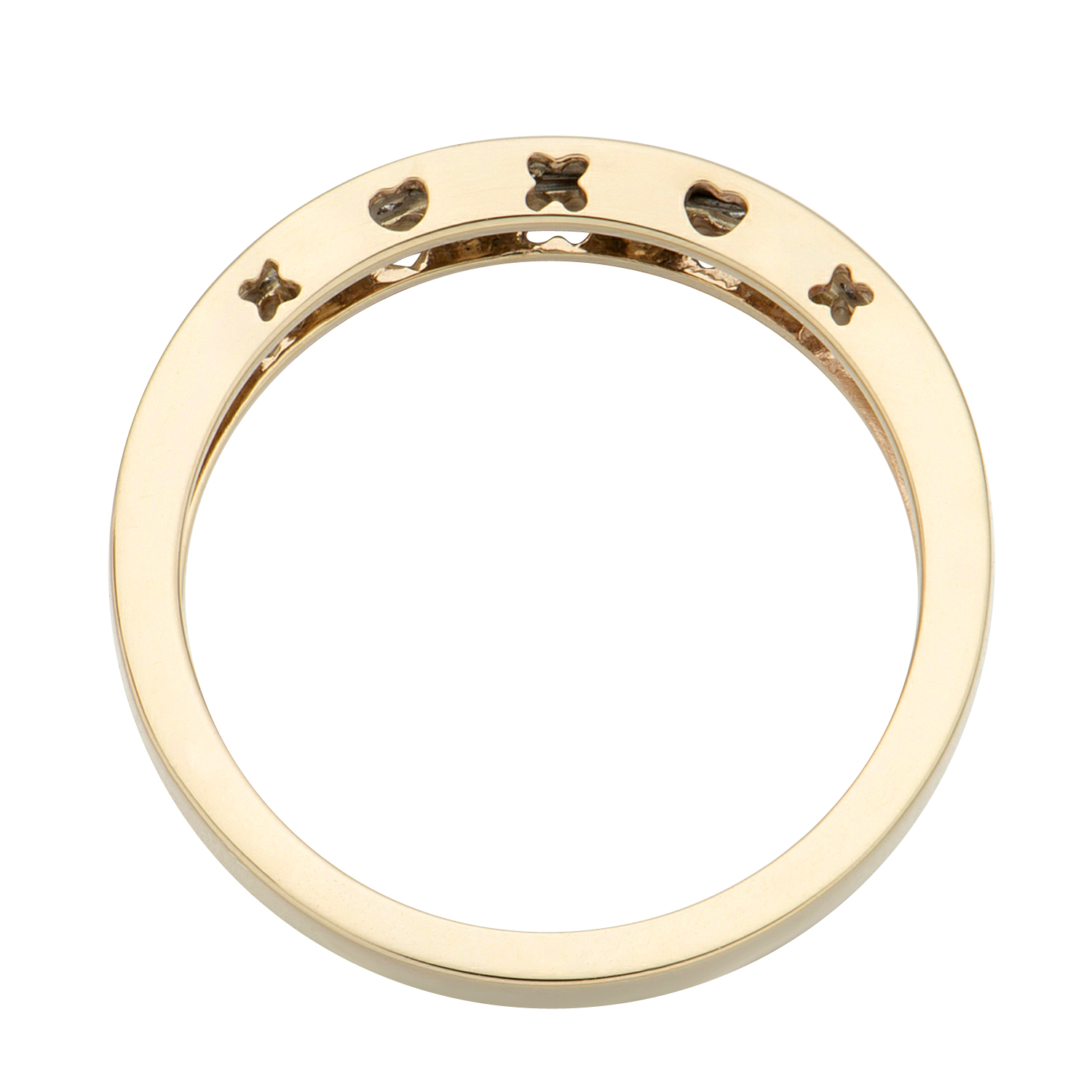 14K Yellow Gold Round Diamond Tapper Wedding Band