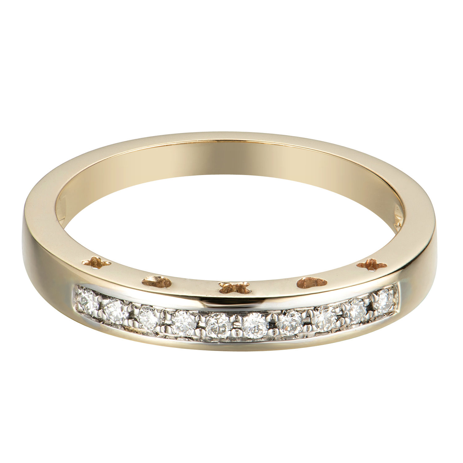 14K Yellow Gold Round Diamond Tapper Wedding Band